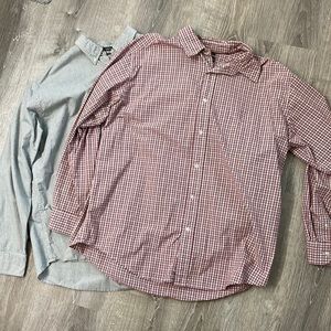 2 St. John John’s Bay Plaid button up